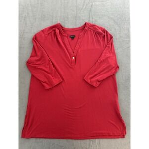 J. Jill Wearever Collection‎ Red 3/4 Sleeve V-Neck Top Womens Size Large Stretch